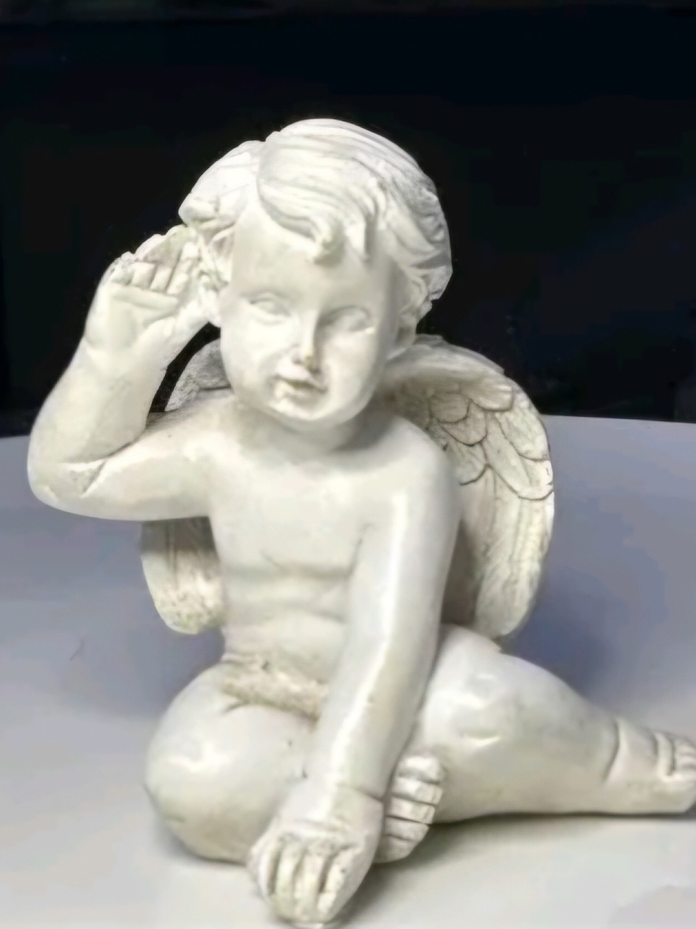 Resin White Cherub Angel Figurine for Home Décor
